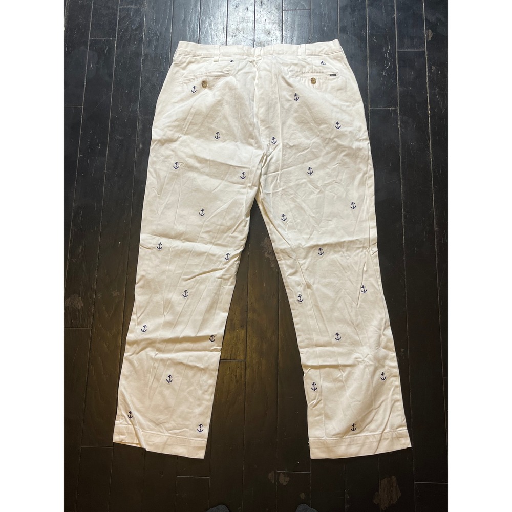Polo Ralph Lauren Mens Classic Fit White Embroidered Anchor Chino Pants SZ 36 30 - Picture 9 of 12